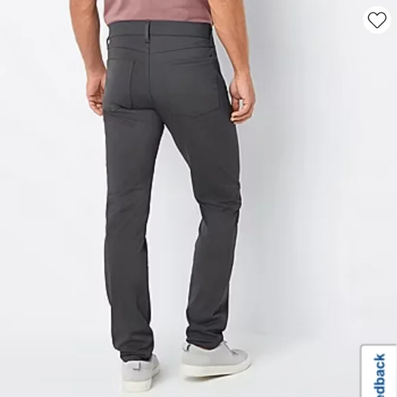 Nwt Stylus 5 Pocket Mens Slim Fit Flat Front Pants in charcoal smoke - Picture 2 of 4